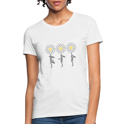 Faith, Hope, Love - floral Women's T-Shirt-2 - white