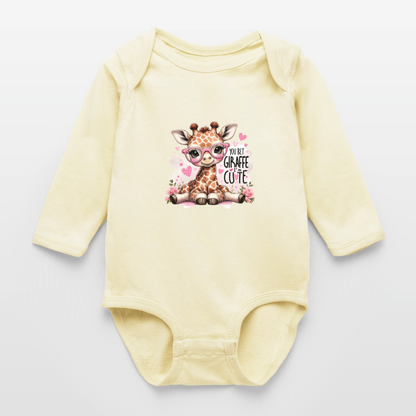 Cute Giraffe - Girl's Long Sleeve Baby Bodysuit - natural