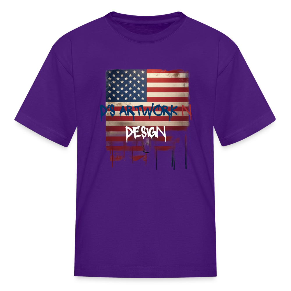 USA Flag Frip - Kids' T-Shirt - purple