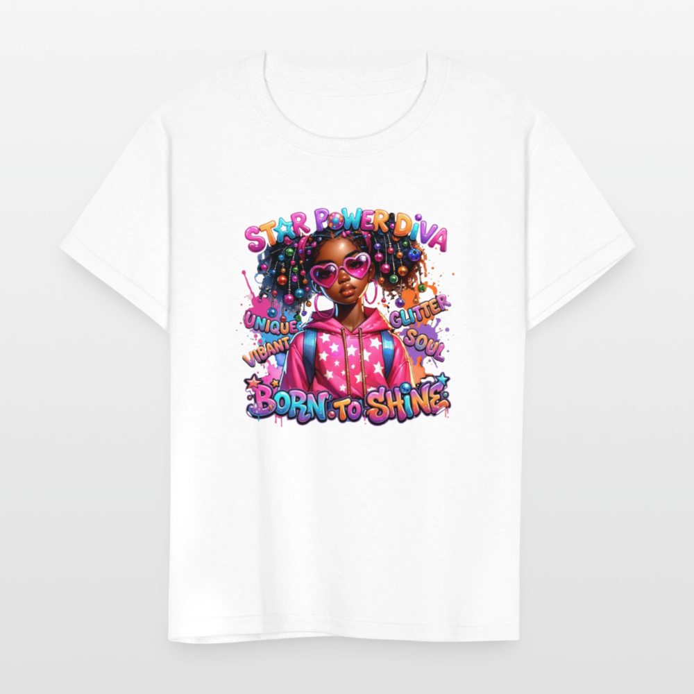 Black Girl Power - Star Power Diva Kids' T-Shirt - white