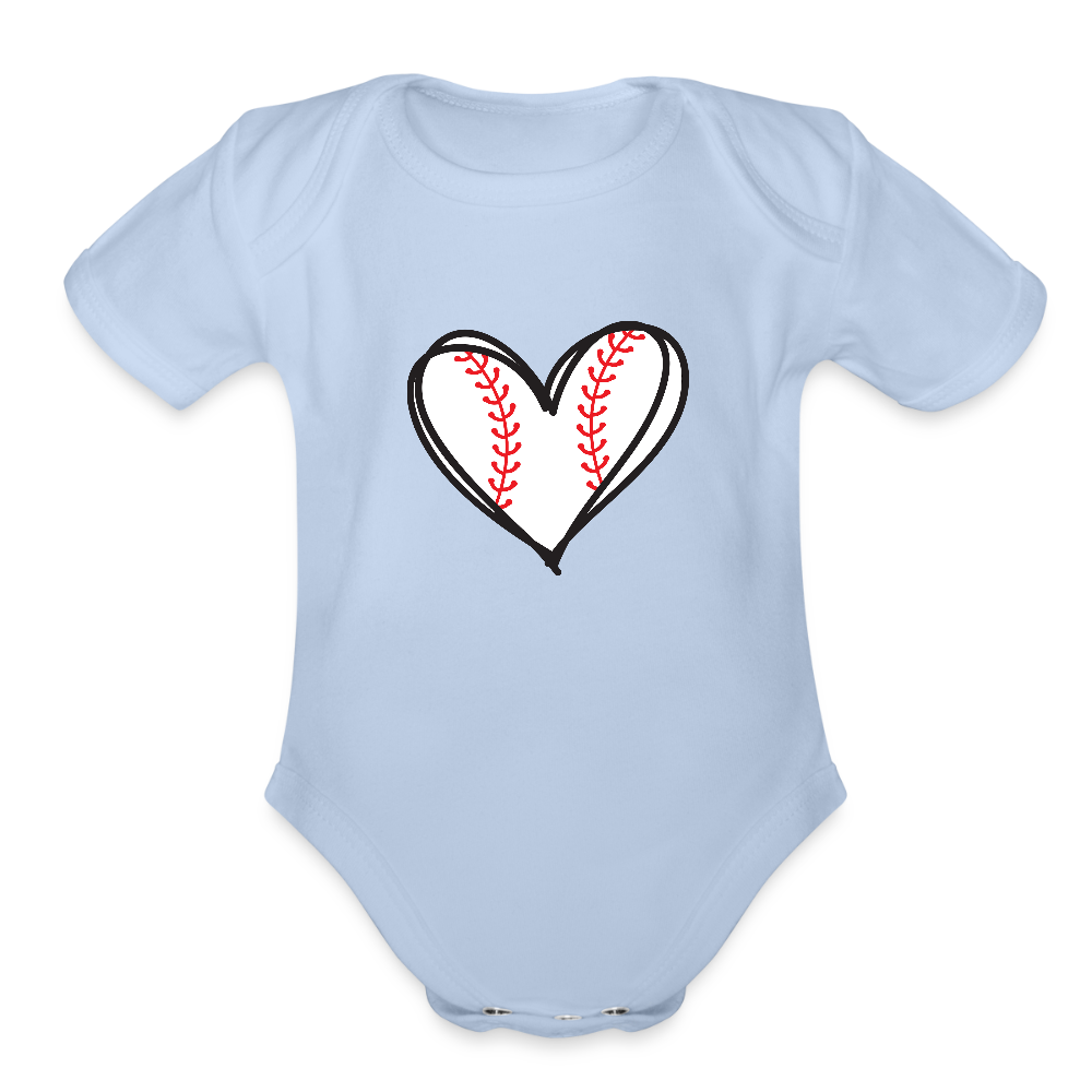 Baseball heart - Short Sleeve Baby Bodysuit - sky