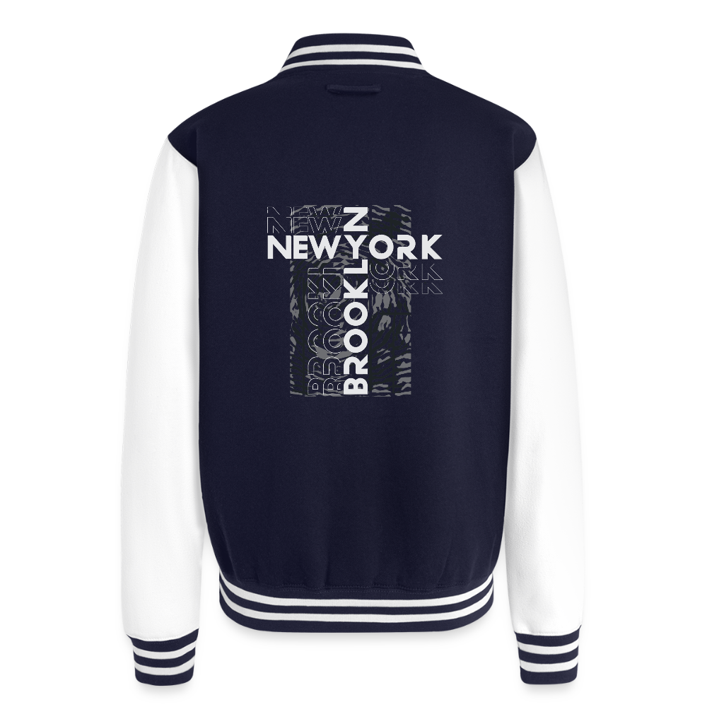 Brooklyn NY-  Letterman Jacket - navy/white