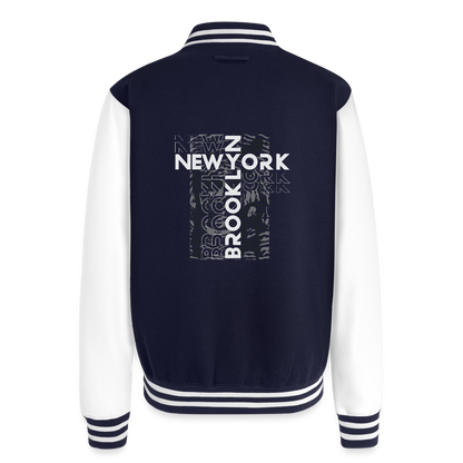Brooklyn NY-  Letterman Jacket - navy/white