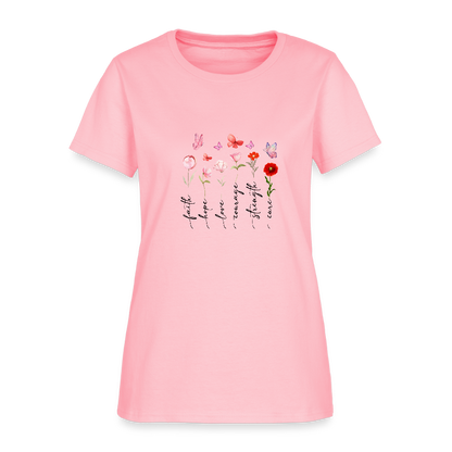 Faith, Hope, Love - Floral Women's T-Shirt - pink