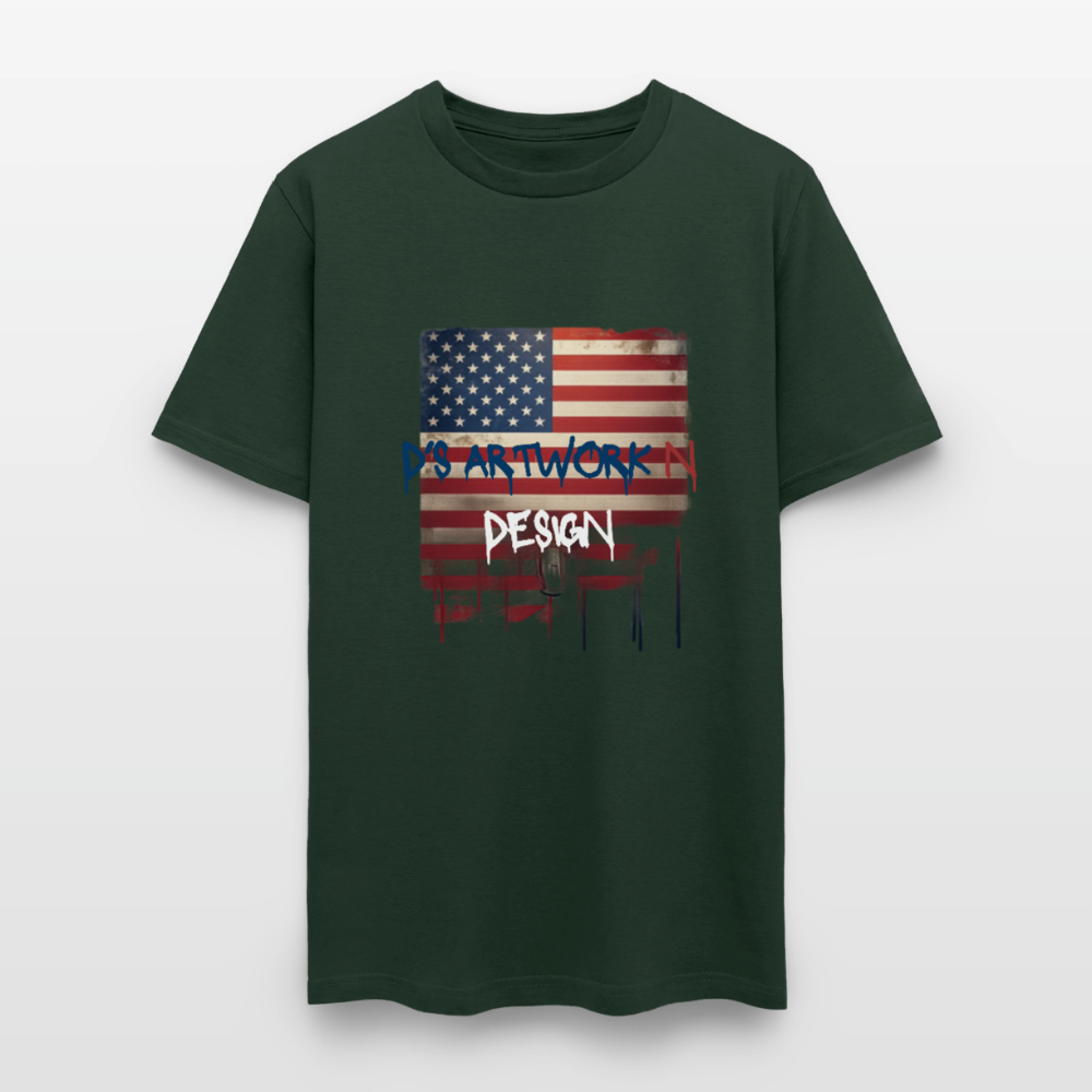 USA Drip Flag - Men's T-Shirt - forest green