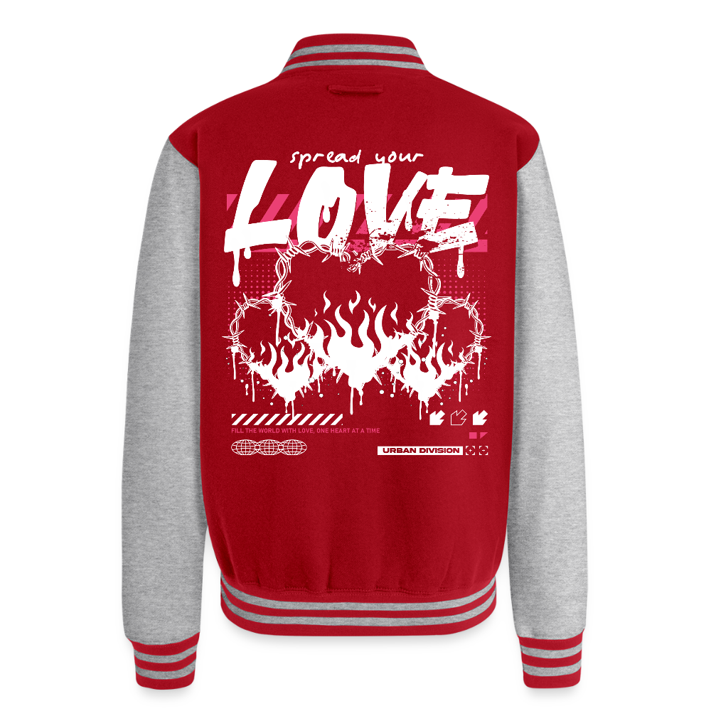 Heart of Fire - Letterman Jacket - red/heather grey