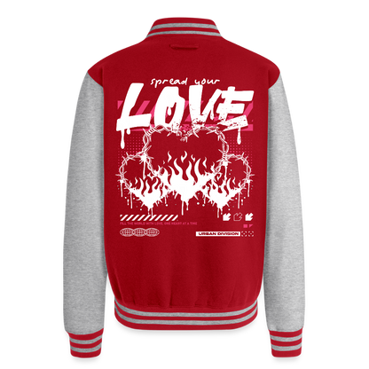 Heart of Fire - Letterman Jacket - red/heather grey