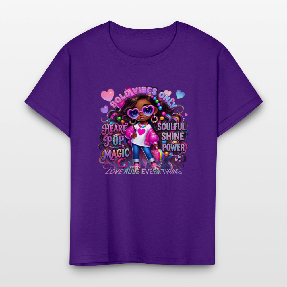 Black Girl Power - Bold Vibes Only Kids' T-Shirt - purple