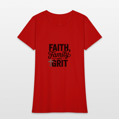 Faith and Family - Women's T-Shirt - red