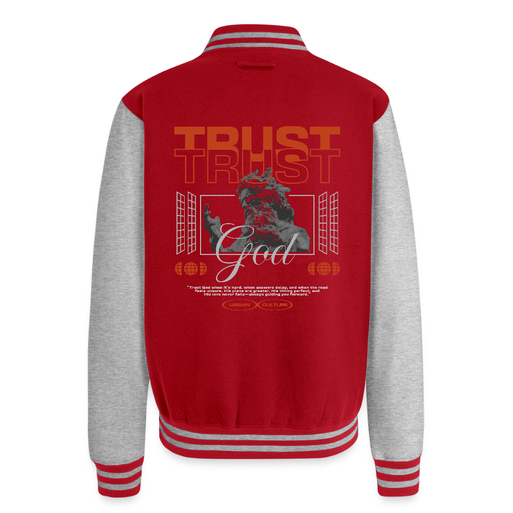 Trust god - Letterman Jacket - red/heather grey