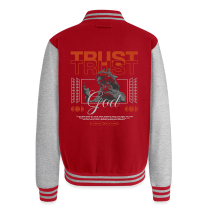 Trust god - Letterman Jacket - red/heather grey