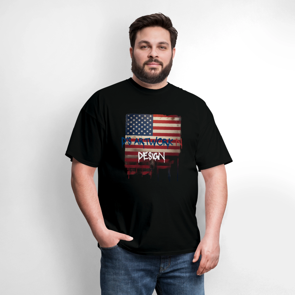 USA Drip Flag - Men's T-Shirt - black