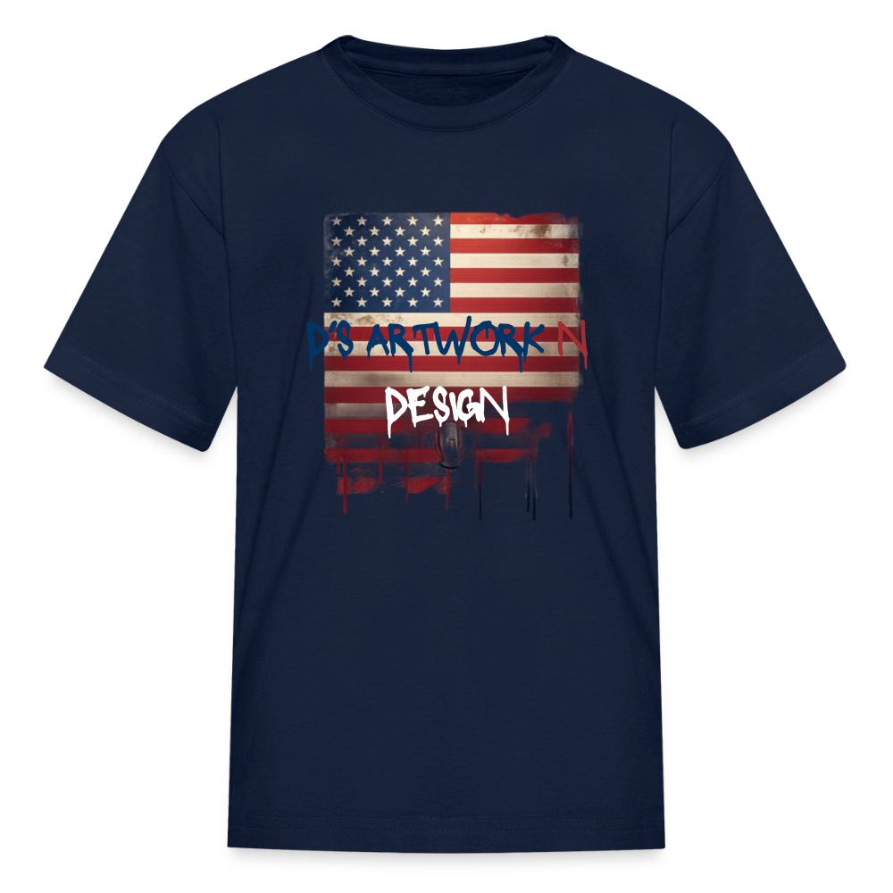 USA Flag Frip - Kids' T-Shirt - navy