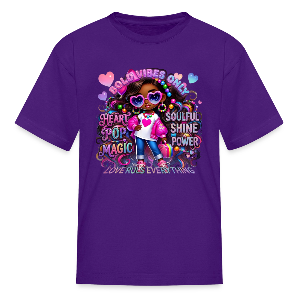 Black Girl Power - Bold Vibes Only Kids' T-Shirt - purple