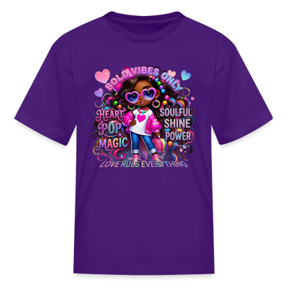 Black Girl Power - Bold Vibes Only Kids' T-Shirt - purple