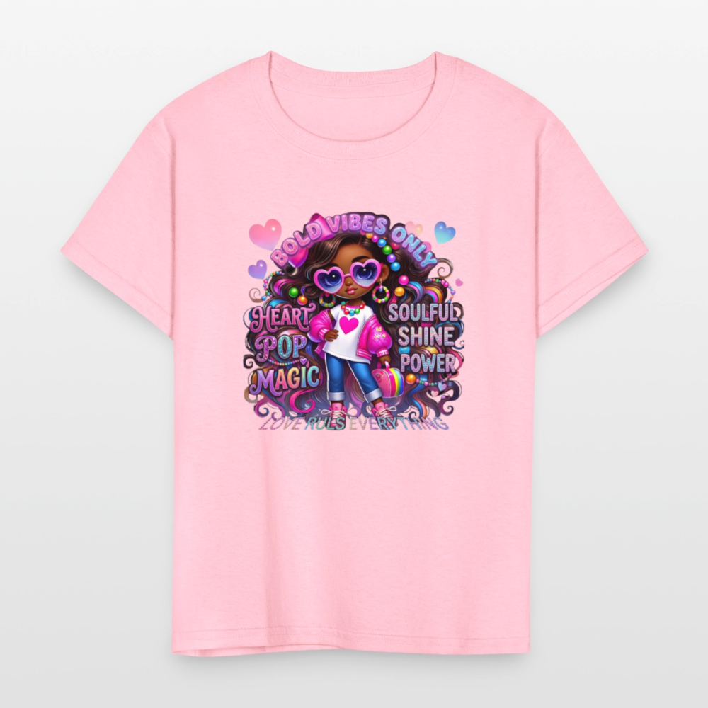Black Girl Power - Bold Vibes Only Kids' T-Shirt - pink