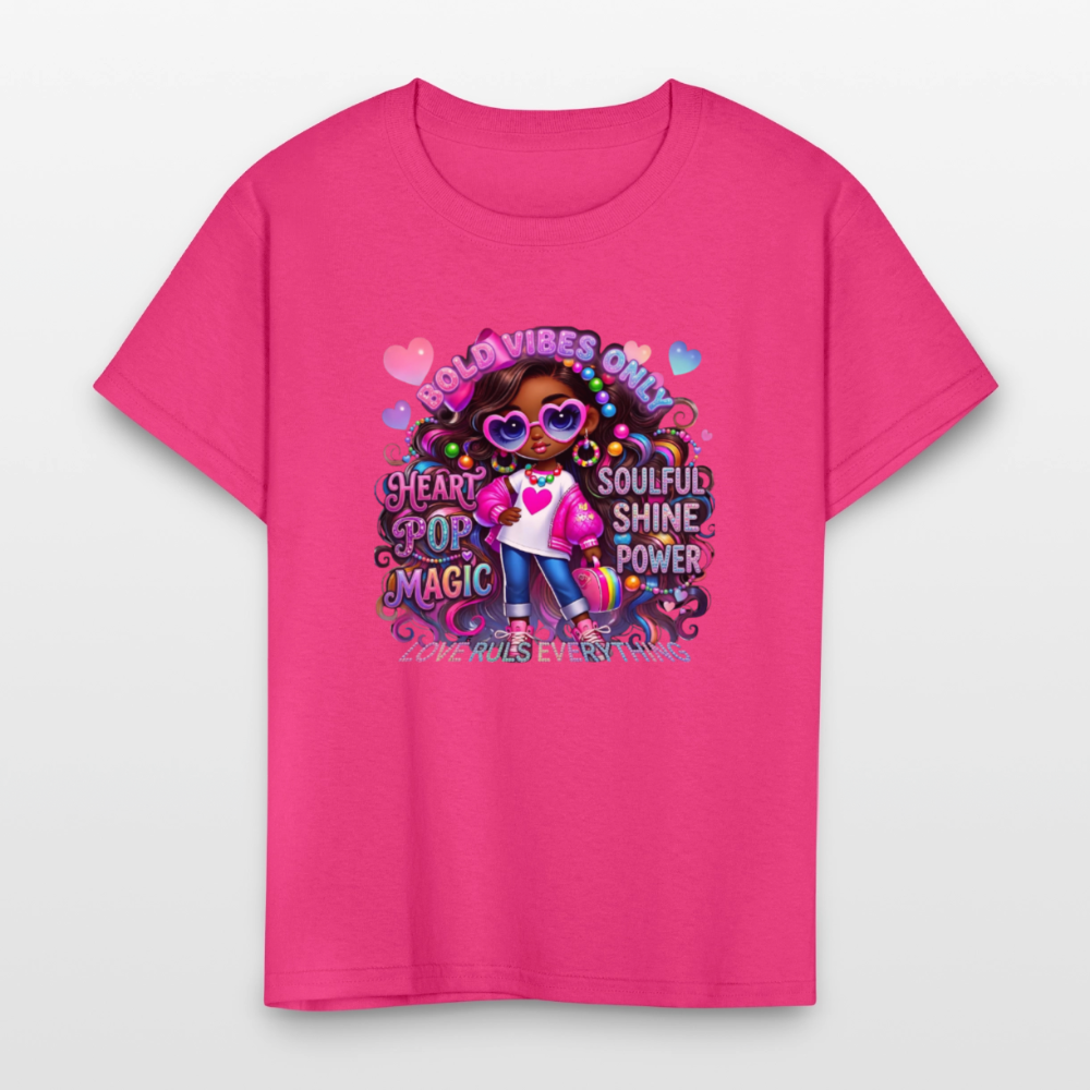 Black Girl Power - Bold Vibes Only Kids' T-Shirt - fuchsia