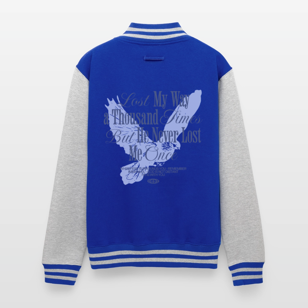 God is with Us - Letterman Jacket - royal/heather grey