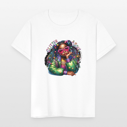 Black Girl Power - Glitter and Soul Kids' T-Shirt - white
