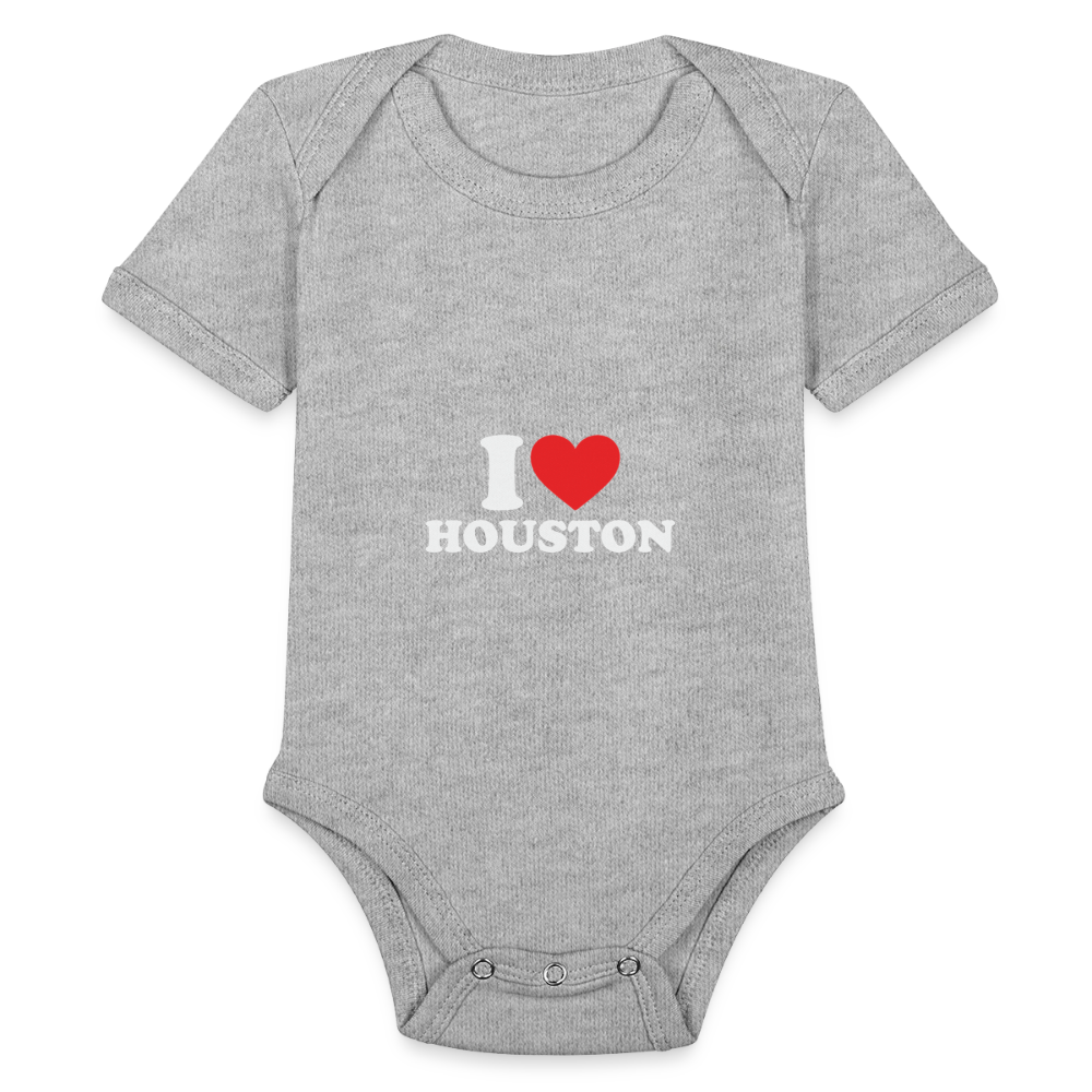 I Love Houston - Short Sleeve Baby Bodysuit - heather grey