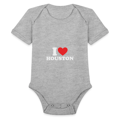 I Love Houston - Short Sleeve Baby Bodysuit - heather grey