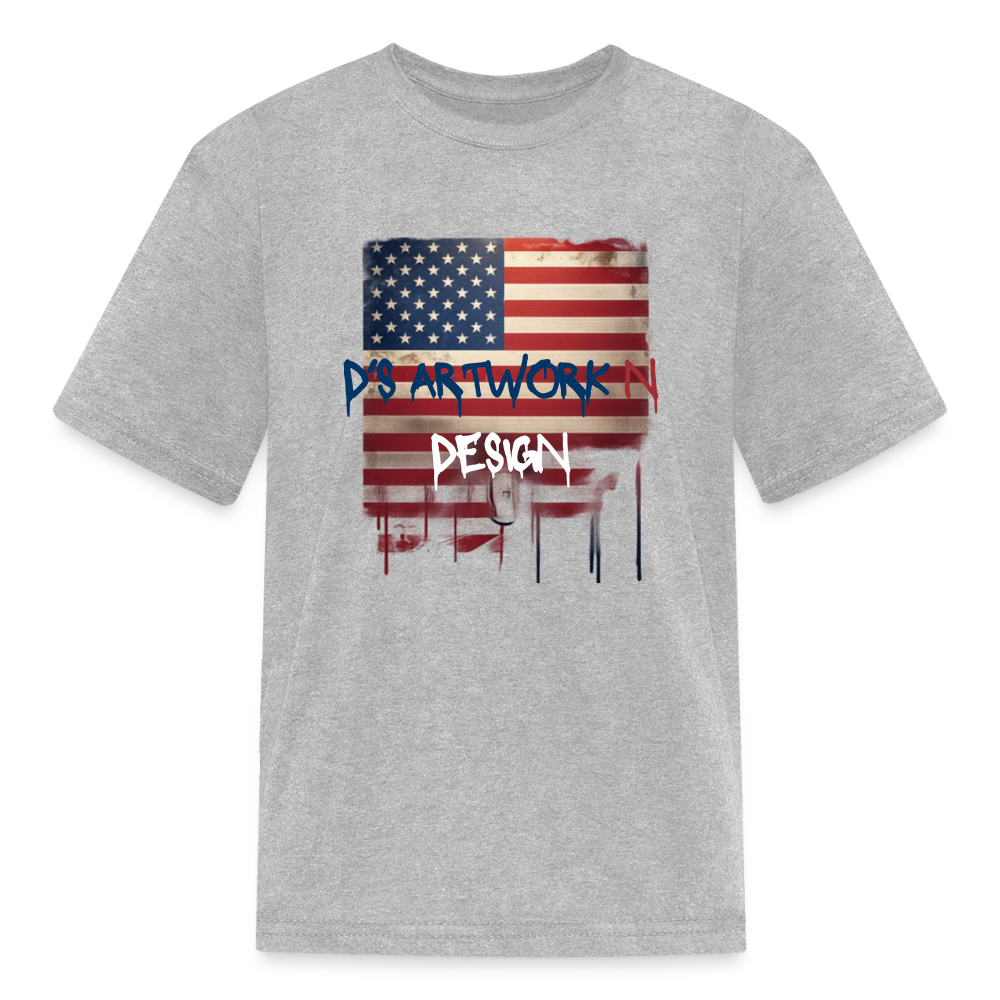 USA Flag Frip - Kids' T-Shirt - heather gray