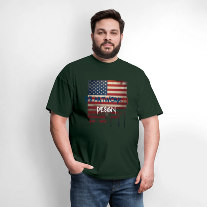 USA Drip Flag - Men's T-Shirt - forest green