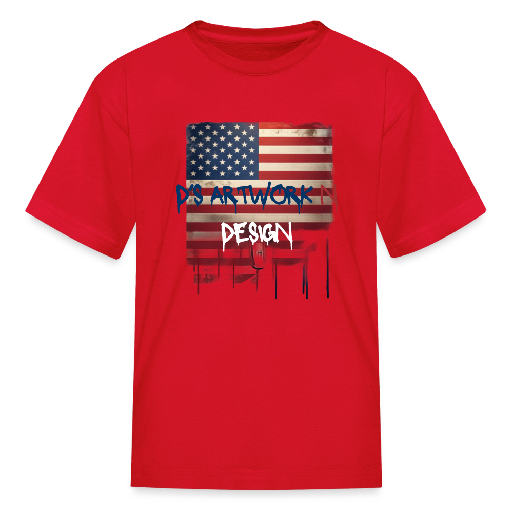 USA Flag Frip - Kids' T-Shirt - red