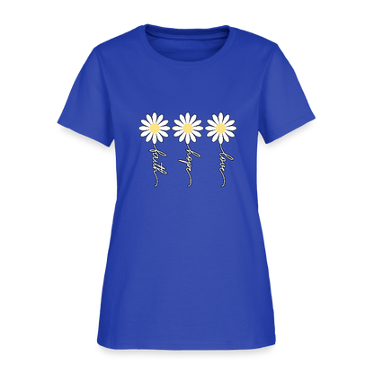 Faith, Hope, Love - floral Women's T-Shirt-2 - royal blue