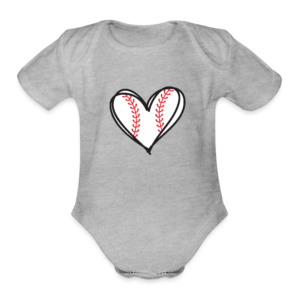 Baseball heart - Short Sleeve Baby Bodysuit - heather grey