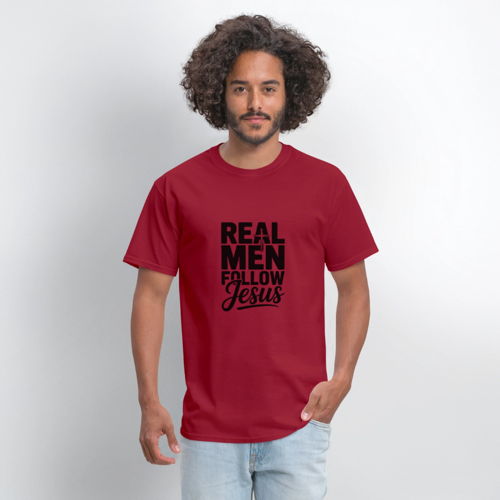 Real Men -  men's T-Shirt - dark red