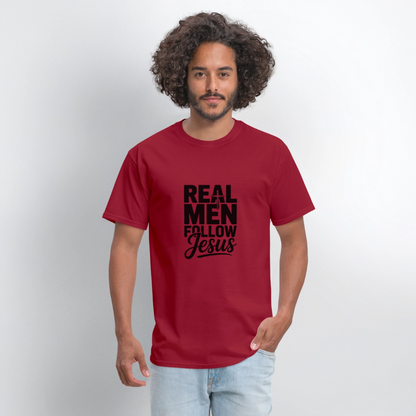 Real Men -  men's T-Shirt - dark red