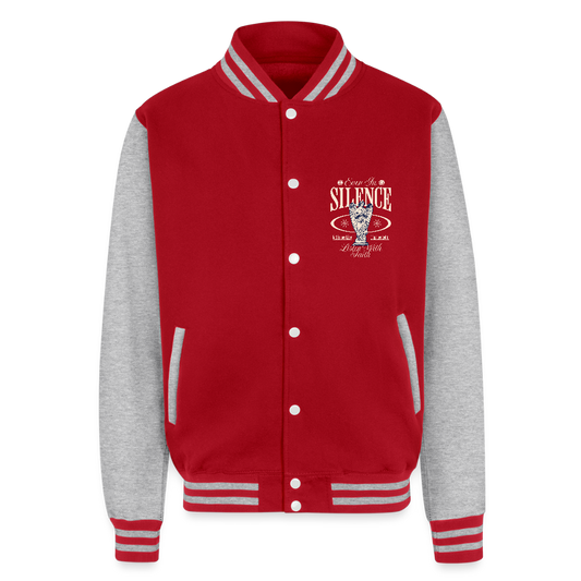 God Speaks - Letterman  Jacket - red/heather grey