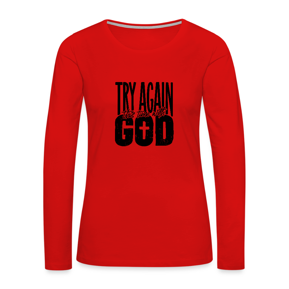Try Again - Women's Premium Long Sleeve T-Shirt - red