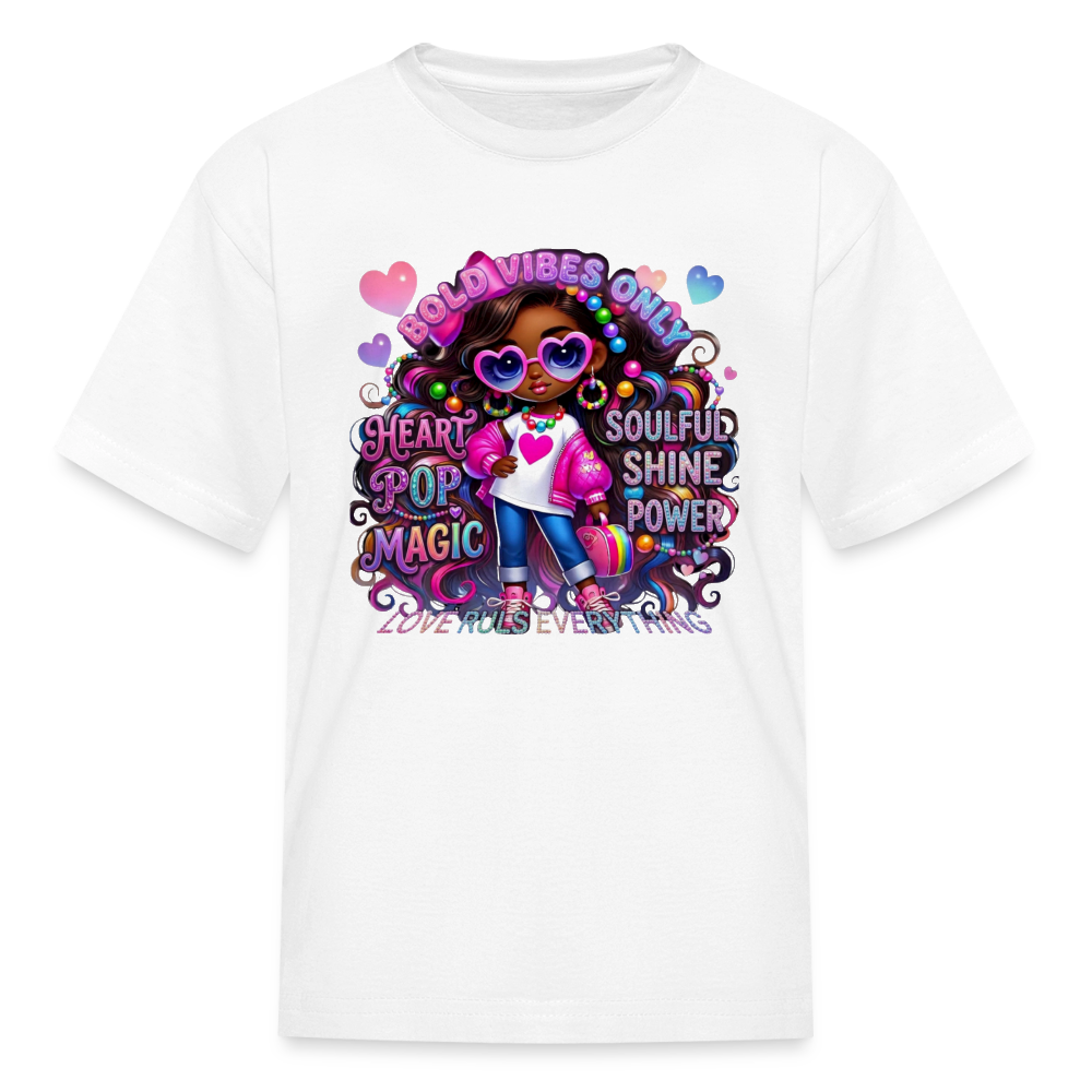 Black Girl Power - Bold Vibes Only Kids' T-Shirt - white