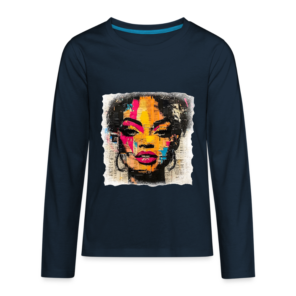 Pop Culture Woman 2 - Kids'  Long Sleeve T-Shirt - deep navy