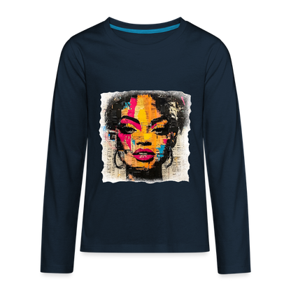 Pop Culture Woman 2 - Kids'  Long Sleeve T-Shirt - deep navy
