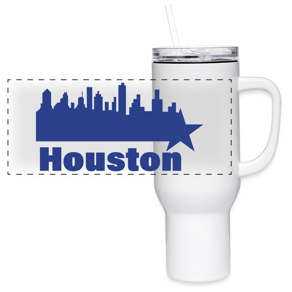 Houston - 40 oz Travel Tumbler - Blue - white