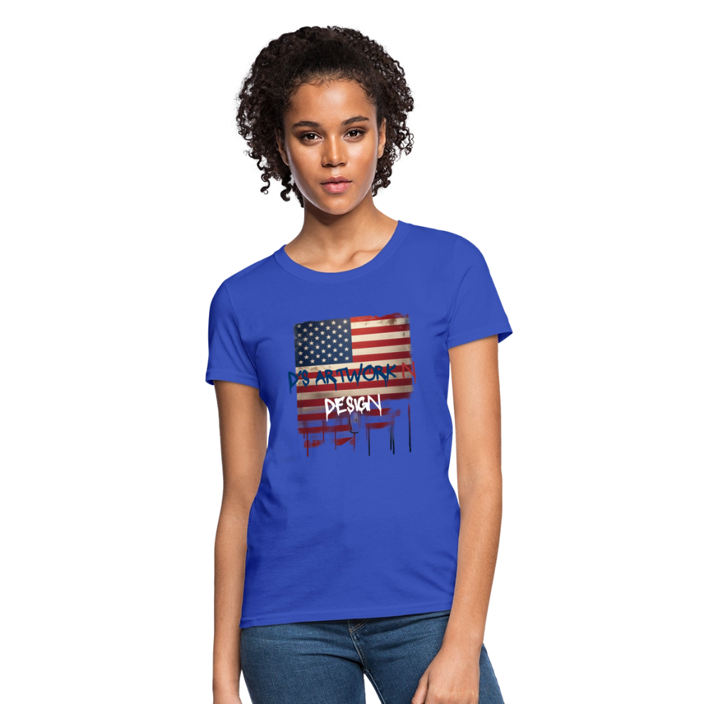 USA Flag Drip - Women's T-Shirt - royal blue