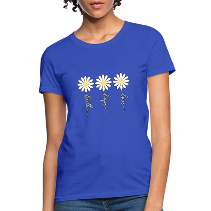 Faith, Hope, Love - floral Women's T-Shirt-2 - royal blue