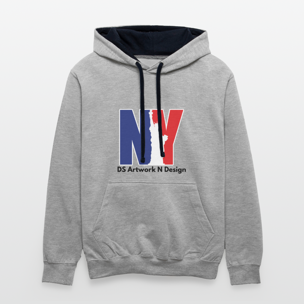 Contrast Hoodie - NEW YORK - heather gray/navy
