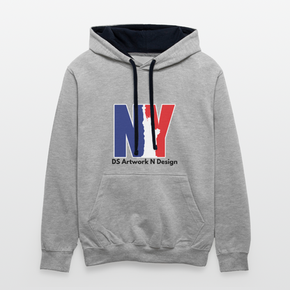 Contrast Hoodie - NEW YORK - heather gray/navy