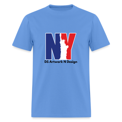 NY - Blue and Red Tee - carolina blue
