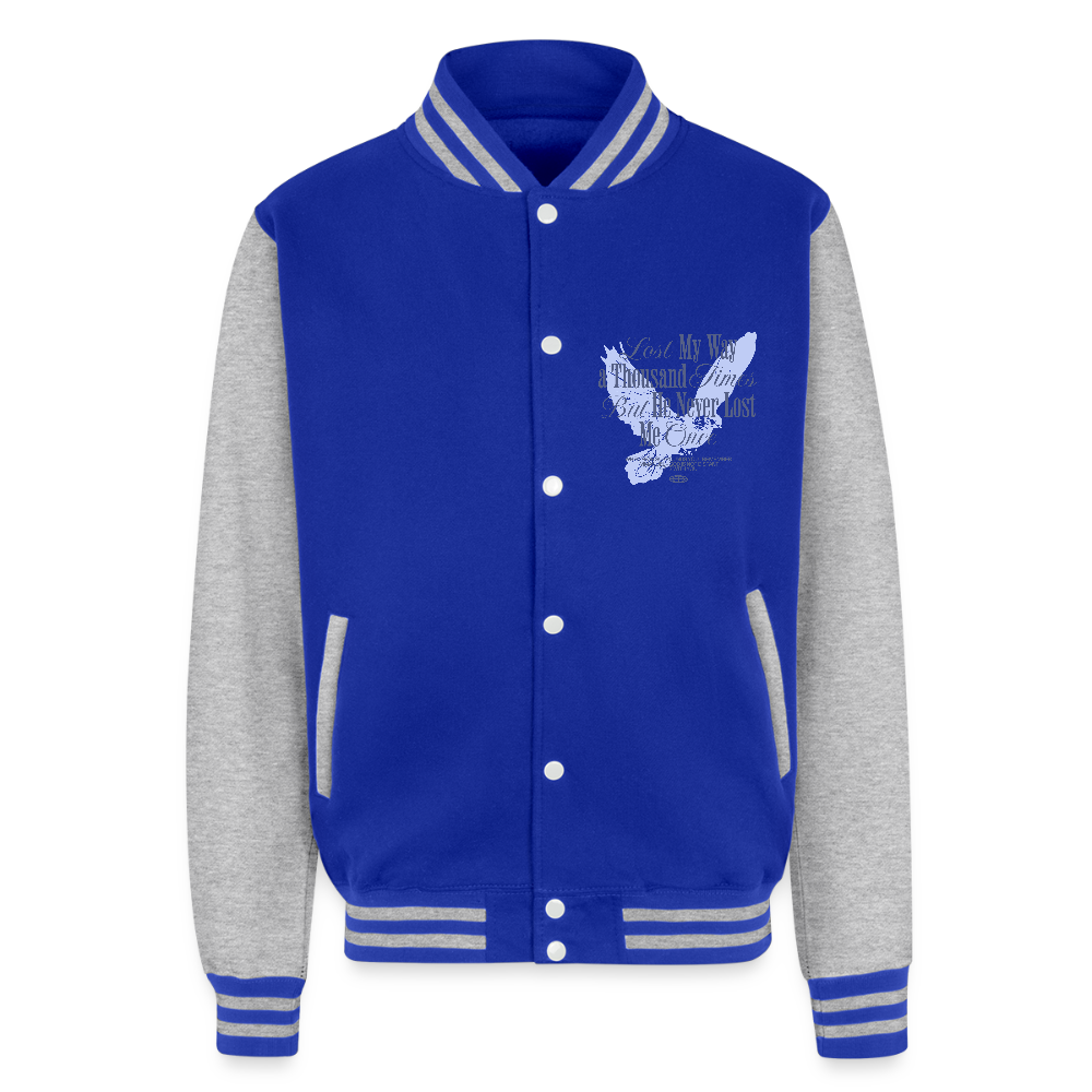 God is with Us - Letterman Jacket - royal/heather grey
