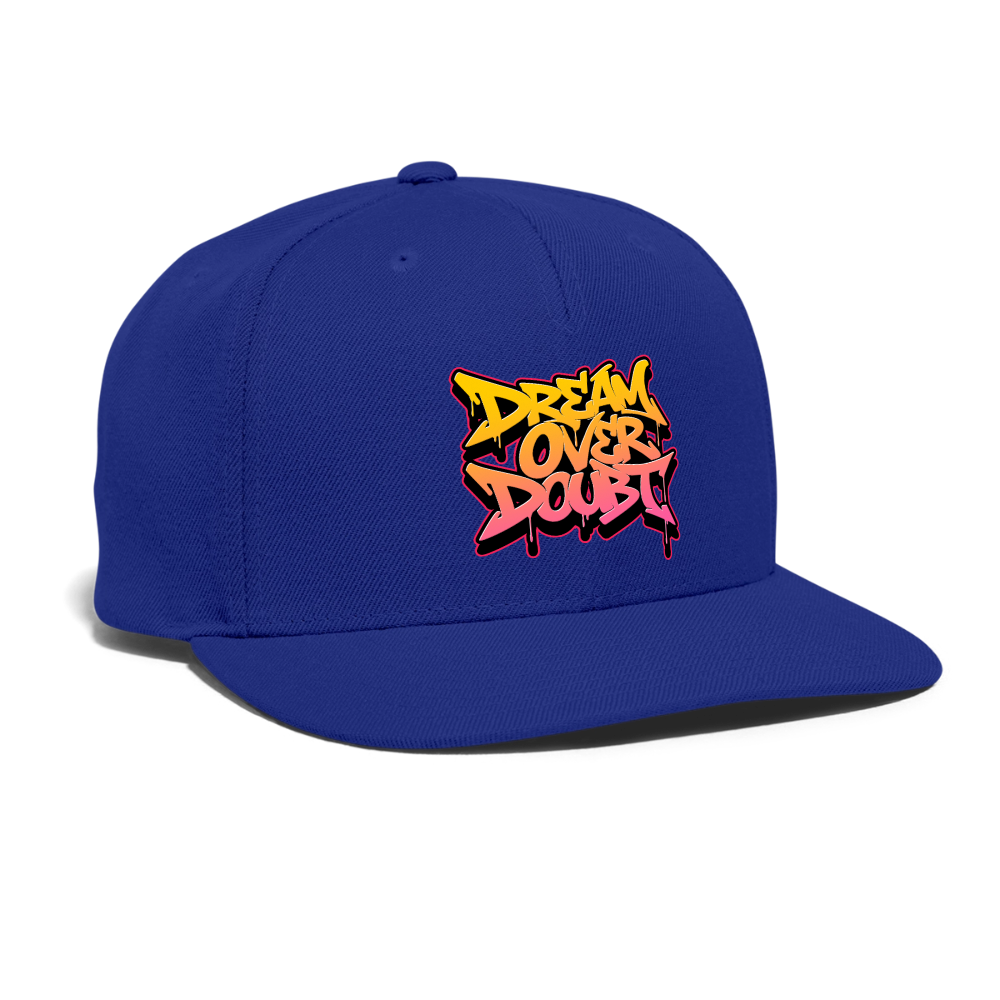 Dream Over Doubt - Graffiti Snapback Baseball Cap - royal blue