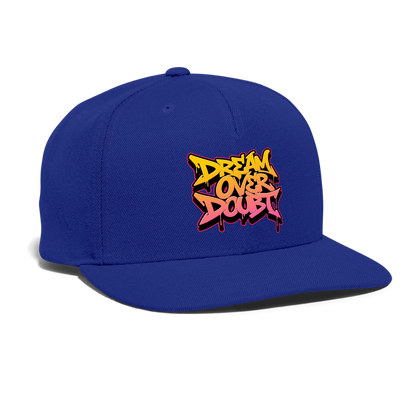 Dream Over Doubt - Graffiti Snapback Baseball Cap - royal blue