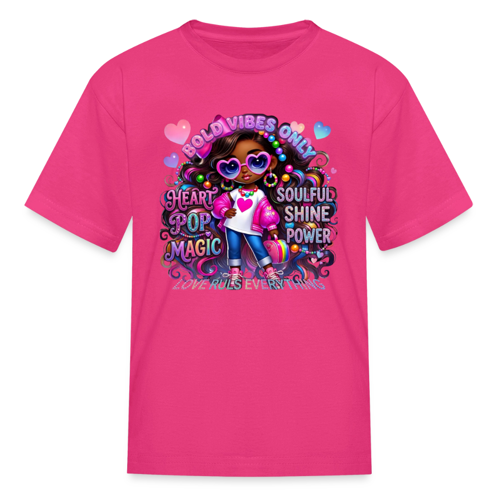 Black Girl Power - Bold Vibes Only Kids' T-Shirt - fuchsia