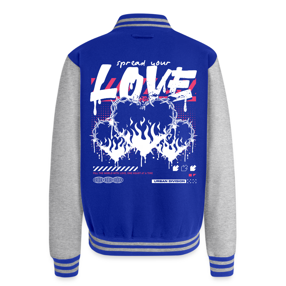 Heart of Fire - Letterman Jacket - royal/heather grey