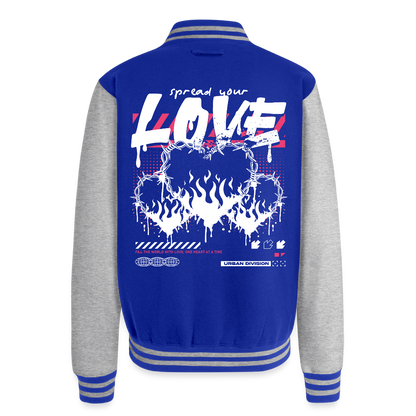 Heart of Fire - Letterman Jacket - royal/heather grey