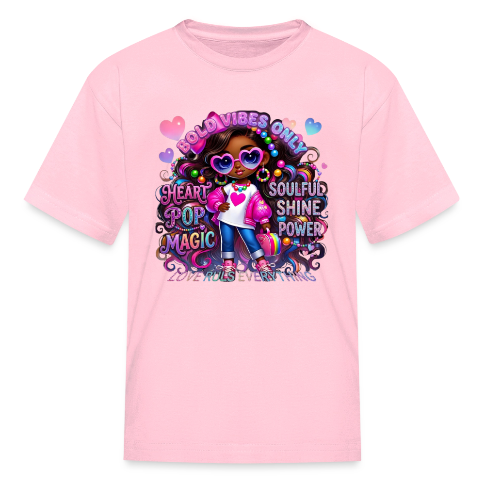 Black Girl Power - Bold Vibes Only Kids' T-Shirt - pink